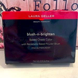 Laura Geller blush n brighten .32 oz with a retractable powder brush